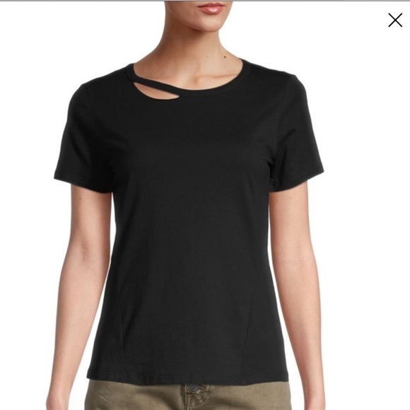 n: Philanthropy Distressed Ribbed Cutout Tee Short Sleeves - Picture 6 of 6